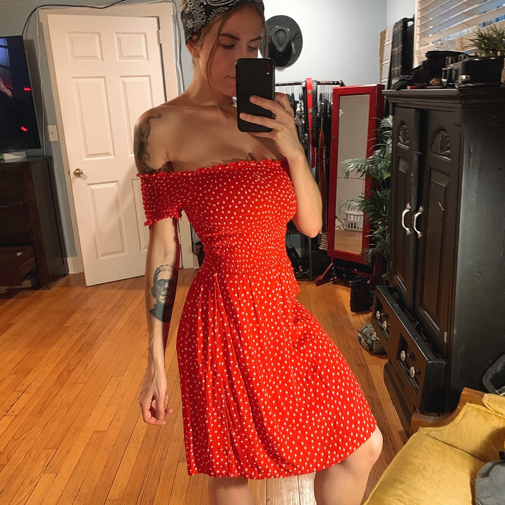 Red and White Polka Dot Dress